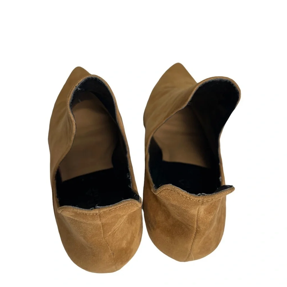 Zara Trafaluc Brown Cut Out Faux Suede Slip On Booties Size 37 US 6.5